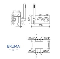 MEDIDAS TERMOSTATICA DUCHA EMPOTRADA LUSITANO BRUMA